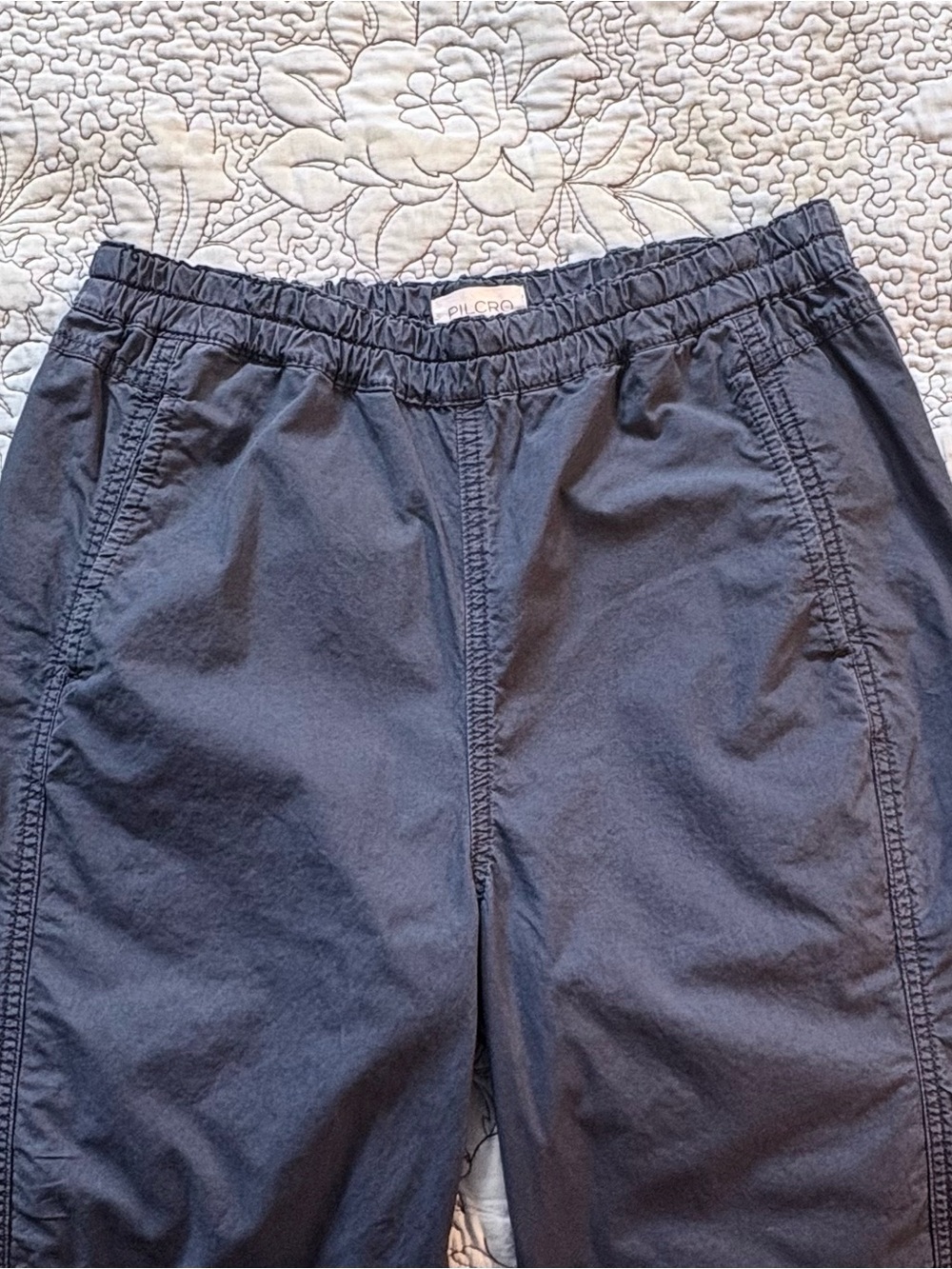 💥Pilcro by Anthropologie Pull-On Wide Leg Utility Pants Cotton Tencel Navy~S🧡 - Picture 4 of 12